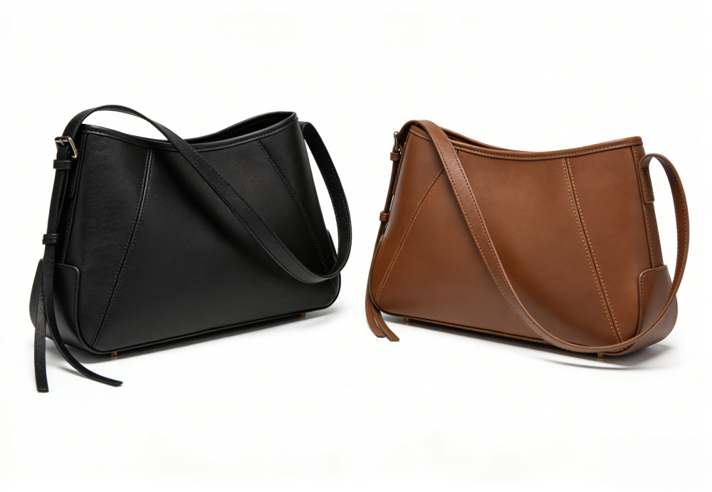 BALIYA Factory Custom  Vintage Genuine Leather Curved Underarm Bag Magnetic Closure Crossbody Handbag for Daliy Life 8108-22#