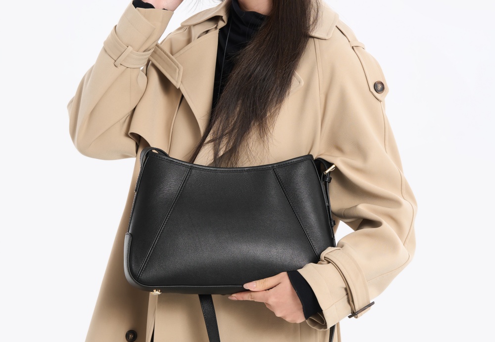 BALIYA Factory Custom  Vintage Genuine Leather Curved Underarm Bag Magnetic Closure Crossbody Handbag for Daliy Life 8108-22#