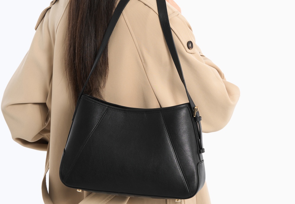 BALIYA Factory Custom  Vintage Genuine Leather Curved Underarm Bag Magnetic Closure Crossbody Handbag for Daliy Life 8108-22#