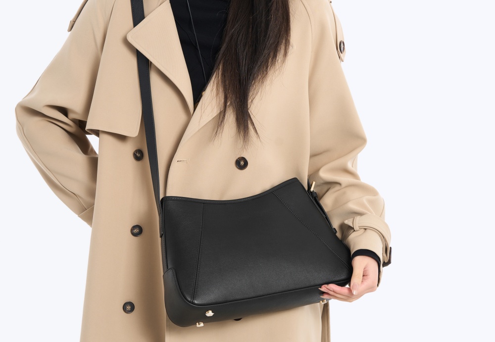 BALIYA Factory Custom  Vintage Genuine Leather Curved Underarm Bag Magnetic Closure Crossbody Handbag for Daliy Life 8108-22#