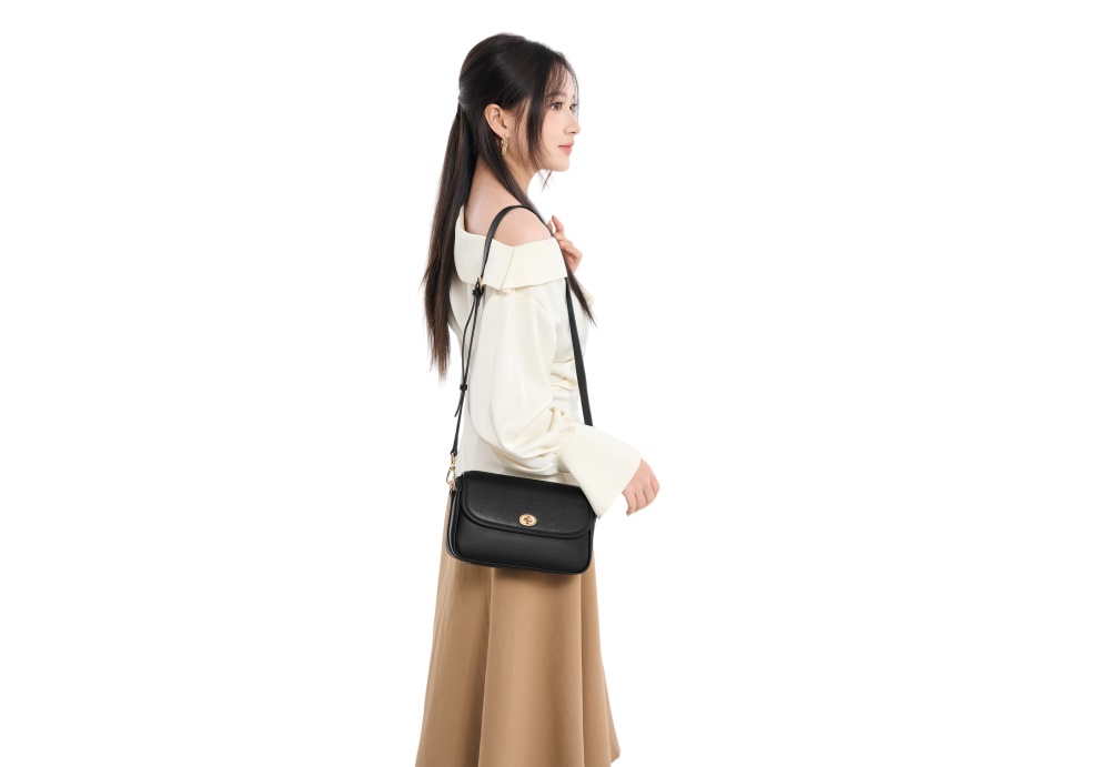 BALIYA Genuine Leather Crossbody Bag for Women, Vintage Brown Shoulder Purse with Turn-Lock, Classic Small Flap Handbag 8108-24#