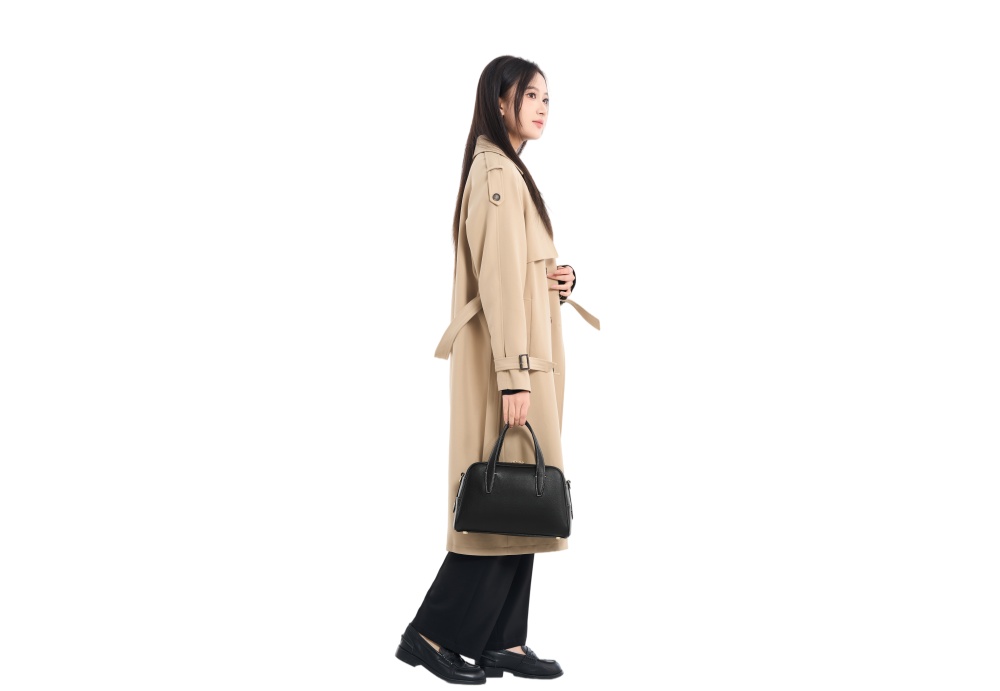 BALIYA Vintage-Inspired Leather Satchel Bag – Elegant Brown Boston Style with Detachable Strap for Everyday Use 8108-27#