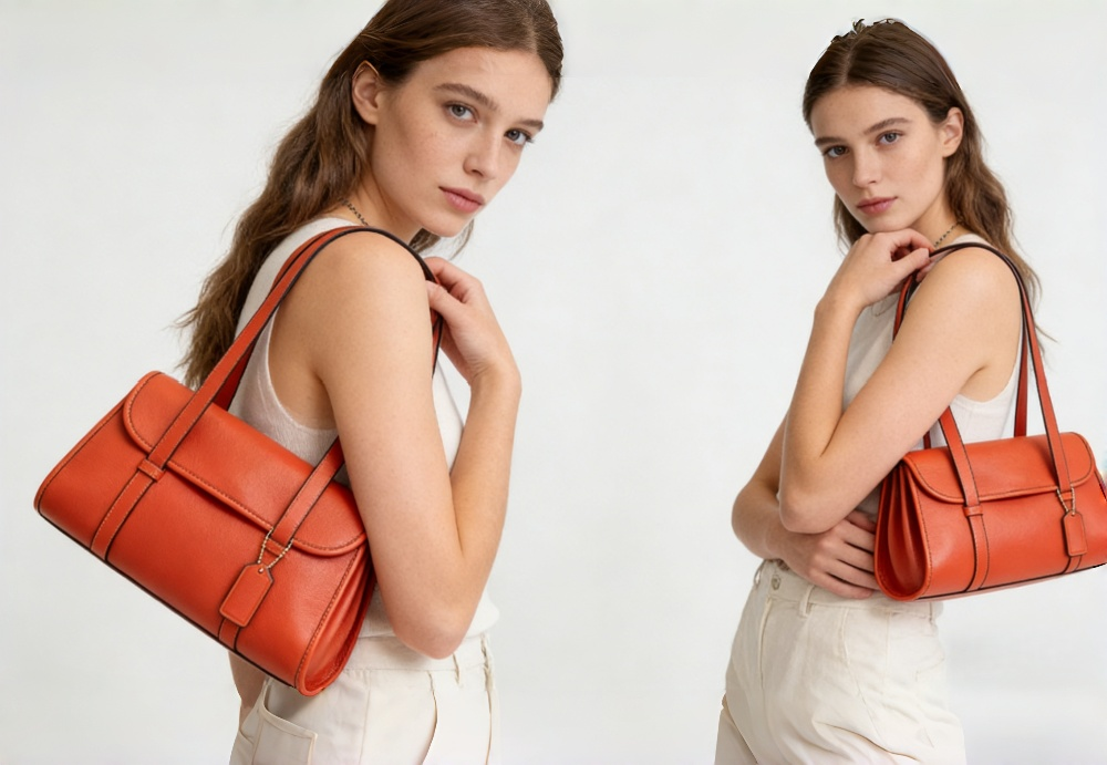 Structured Leather Shoulder Bag - Inspired by Classic Coach Legacy Design with Iconic Tag Detail 8108-33#