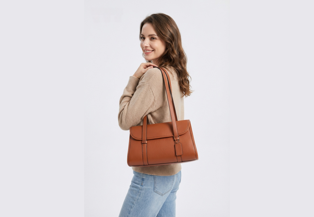 Structured Leather Shoulder Bag - Inspired by Classic Coach Legacy Design with Iconic Tag Detail 8108-33#