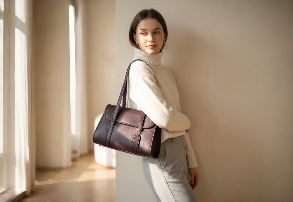 Baliya Premium Top-Grain Leather Handbag: Factory Direct Customizable Multi-Wear Luxury Bag 8108-13#