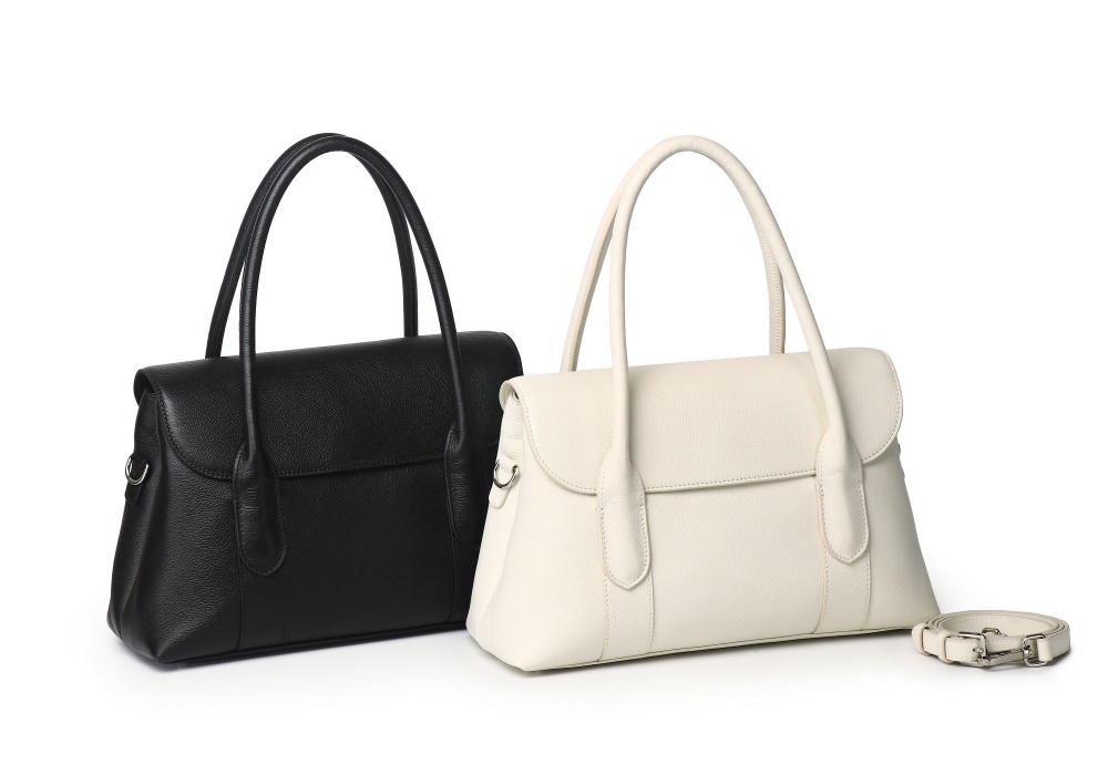 Genuine Leather Top Handle Satchel Bag - Convertible Shoulder Handbag with Detachable Strap 8108-34