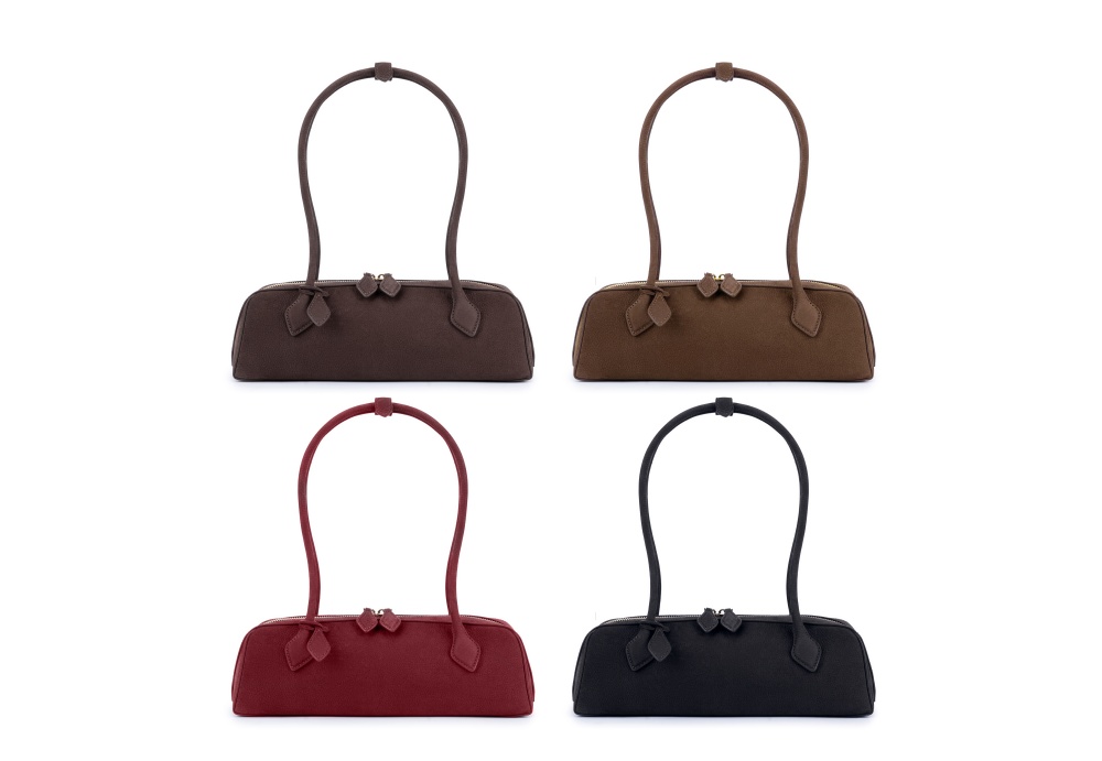 Genuine Leather Suede Retro Baguette Shoulder Bag - Soft Suede Designer-Inspired Long Handle Handbag XK001