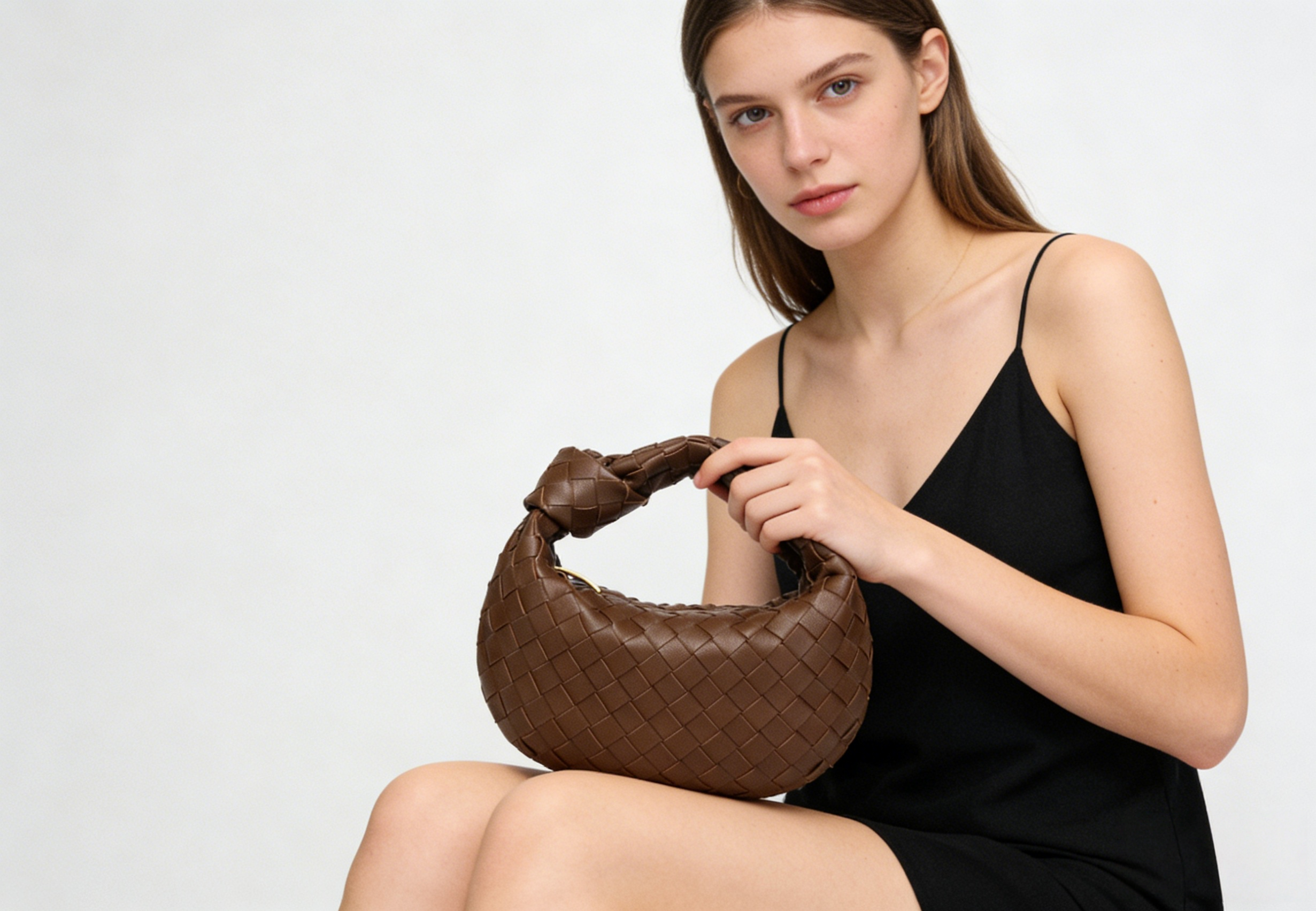 Genuine Leather Woven Knot Hobo Bag for Women - Premium Soft Woven Leather Underarm Shoulder Handbag XK004