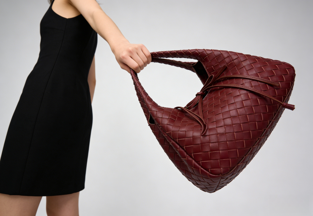 Genuine Leather Woven Hobo Tote Bag for Women - Premium Soft Woven Leather Shoulder Handbag with Matching Pouch, Designer-Inspired Large Capacity Tote Bag XK005