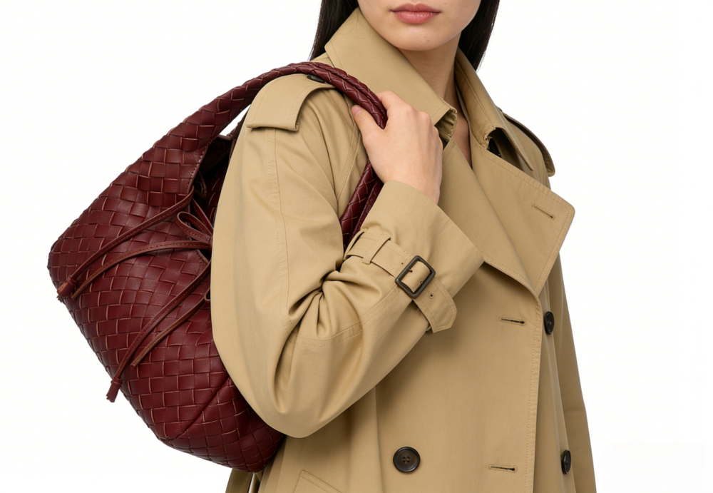 Genuine Leather Woven Hobo Tote Bag for Women - Premium Soft Woven Leather Shoulder Handbag with Matching Pouch, Designer-Inspired Large Capacity Tote Bag XK005