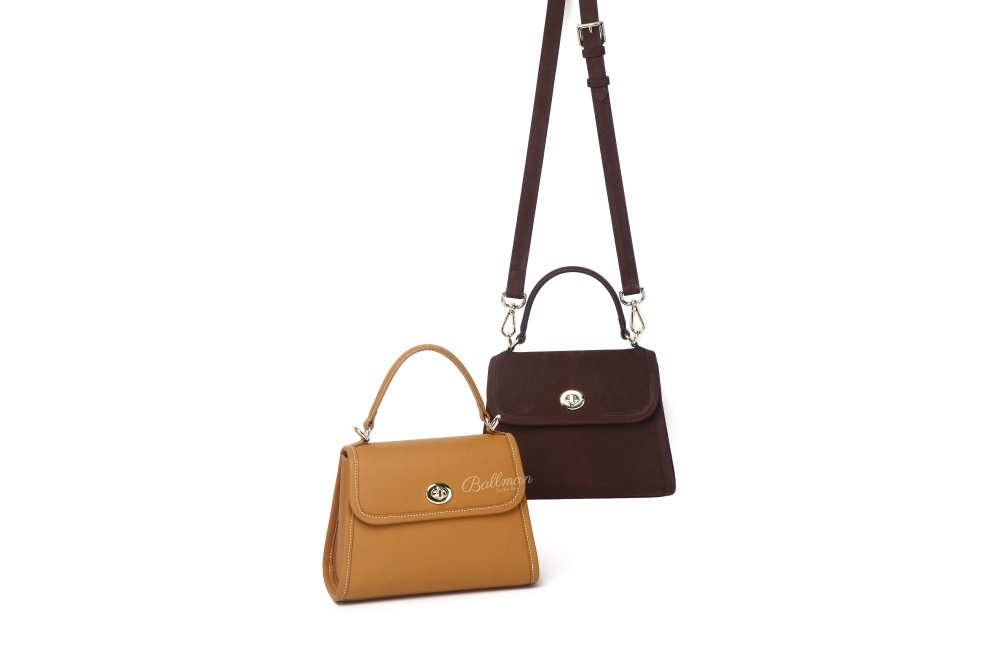Tan Genuine Leather Top Handle Crossbody Bag for Women - Elegant Saddle Handbag with Gold Turn Lock, Versatile Designer-Inspired Satchel 8108-47