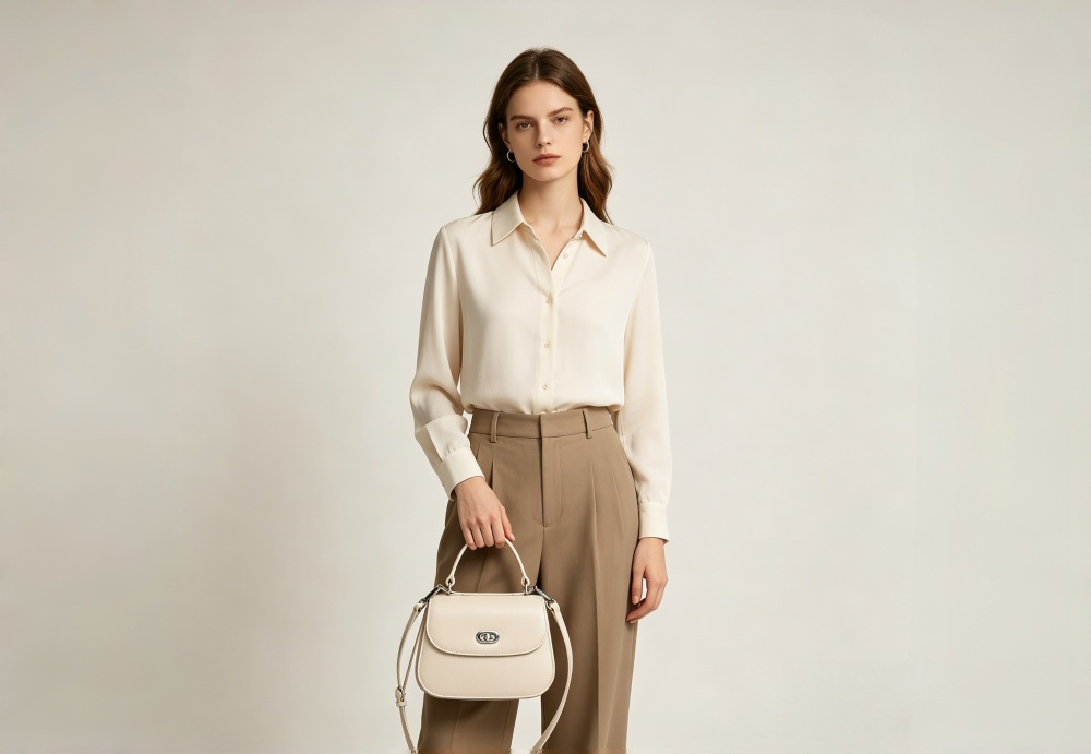 Black Genuine Leather Top Handle Crossbody Bag for Women - Classic Saddle Handbag with Silver Turn Lock, Elegant Designer-Inspired Satchel Bag 8108-36