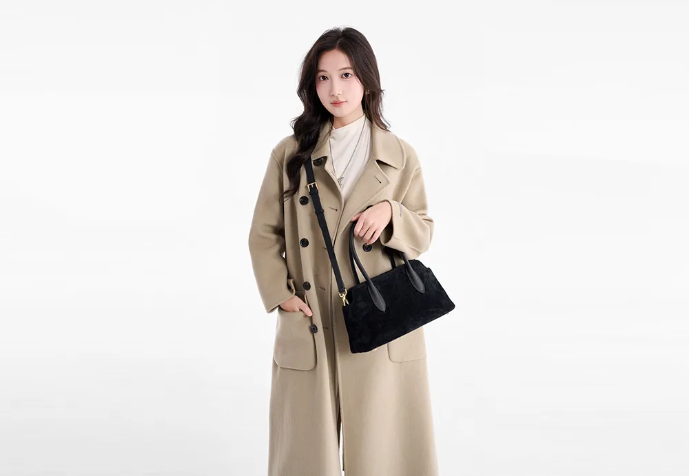 Baliya Genuine Leather Suede Handbag Factory Customizable Multi-Color Women’s Dual-Strap Shoulder Crossbody Bag 8108-12#