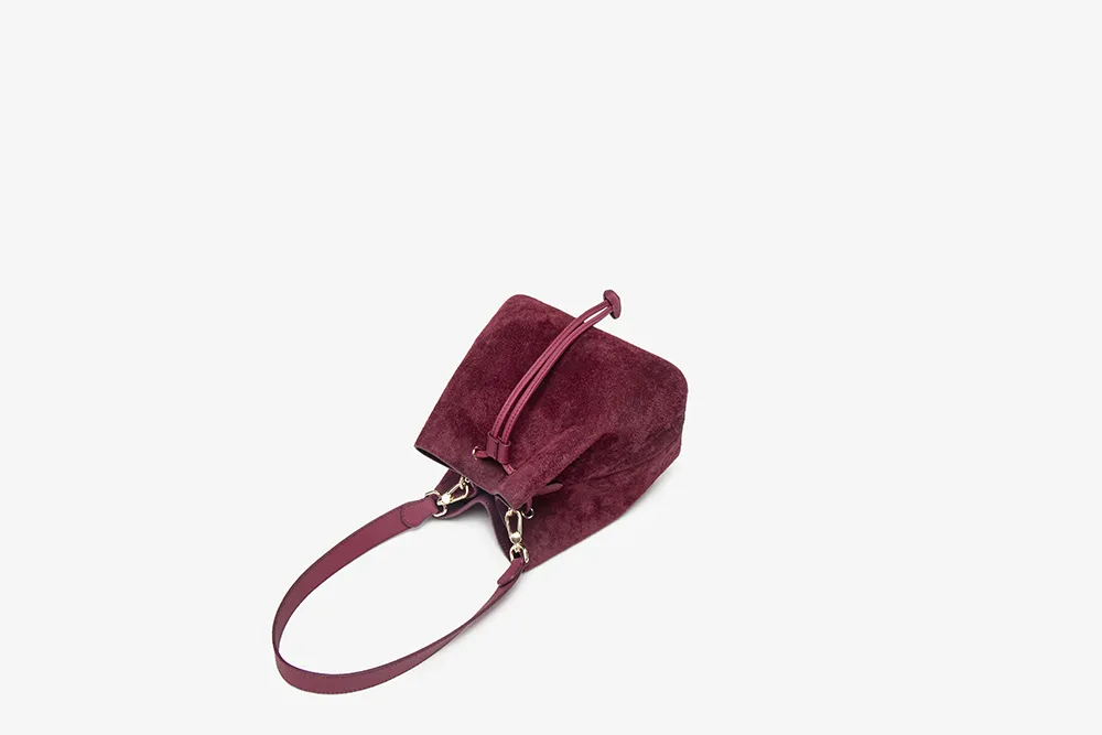 Baliya Genuine Leather Suede Bucket Bag Factory Customizable Multi-Color Women’s Shoulder Purse with Matching Pouch 8108-11#