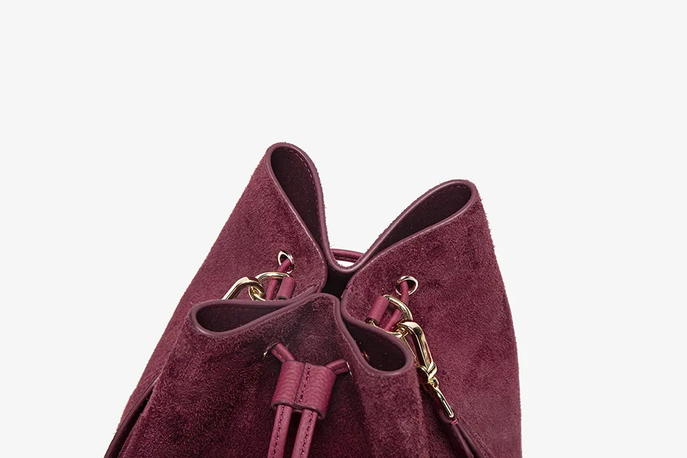 Baliya Genuine Leather Suede Bucket Bag Factory Customizable Multi-Color Women’s Shoulder Purse with Matching Pouch 8108-11#