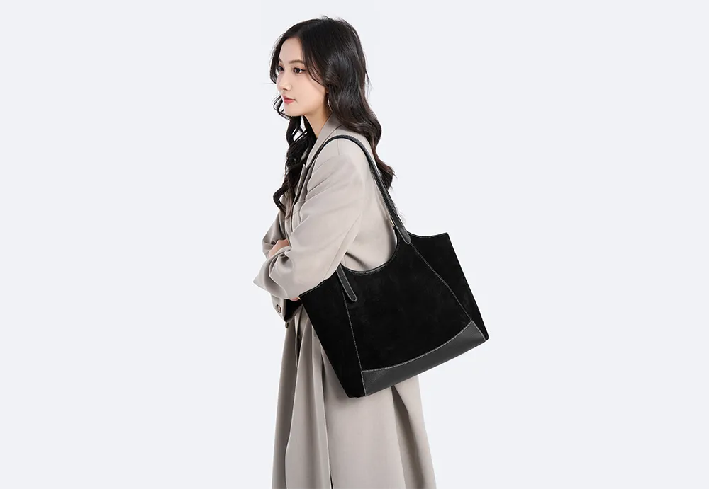 Baliya Premium Genuine Leather Tote: Factory-Customizable Suede & Leather Handbag for Daily Use 8