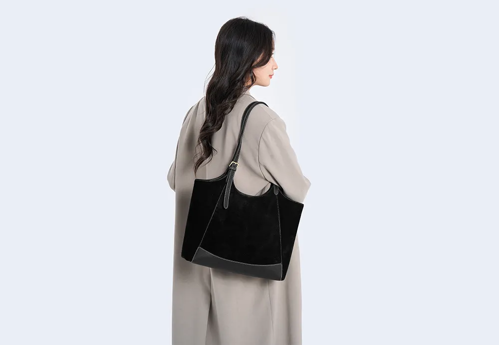 Baliya Premium Genuine Leather Tote: Factory-Customizable Suede & Leather Handbag for Daily Use 8108-20#