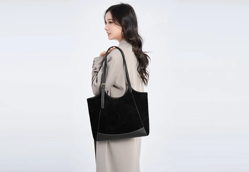 Baliya Premium Genuine Leather Tote: Factory-Customizable Suede & Leather Handbag for Daily Use 8108-20#