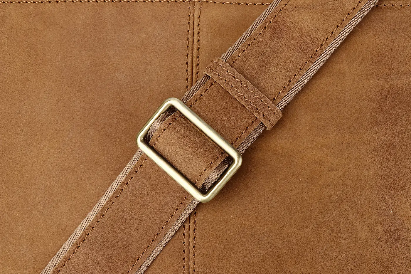Reliable and Stylish Lock Buckle of Crazy Horse Leather Men's Bag.
