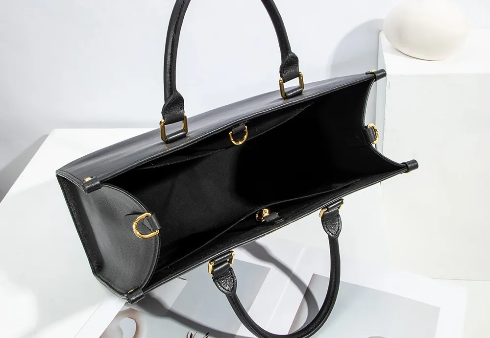 BALIYA Genuine Leather Tote Bag for Women, Large Capacity Black Work Handbag with Gold Hardware, Spacious Shoulder Bag for Office Daily Use