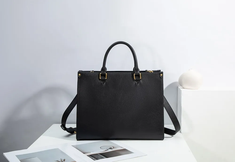 BALIYA Genuine Leather Tote Bag for Women, Large Capacity Black Work Handbag with Gold Hardware, Spacious Shoulder Bag for Office Daily Use