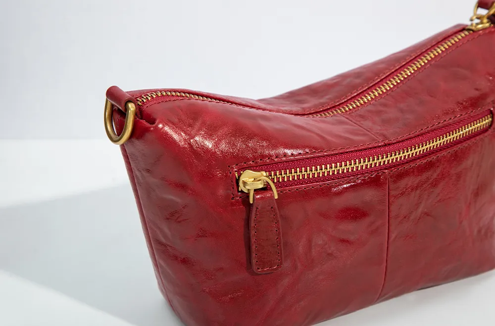 Baliya H98037 Red Leather Shoulder Bag First Layer Leather Crossbody Bags Women
