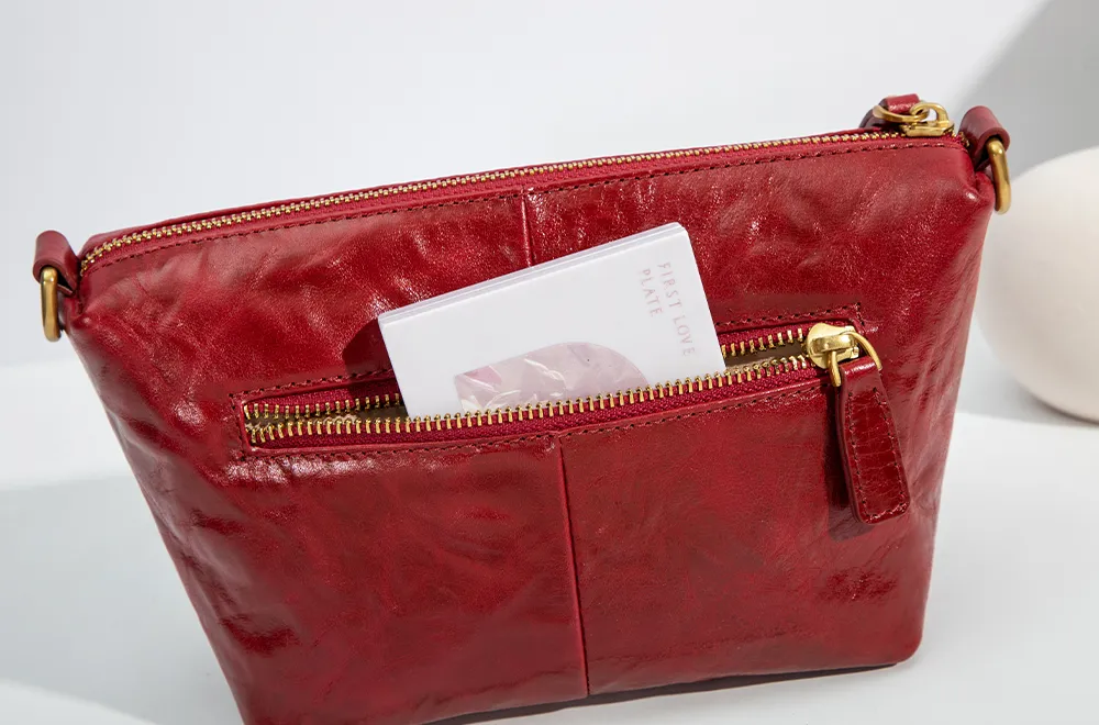 Baliya H98037 Red Leather Shoulder Bag First Layer Leather Crossbody Bags Women