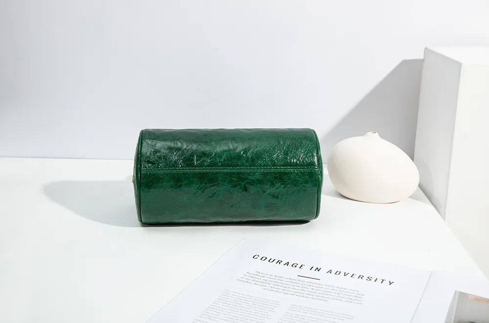 Baliya First Layer Cowhide Handbag Underarm Cylindrical Small Bag Pencil Bag Pillow Bag Messenger Bag