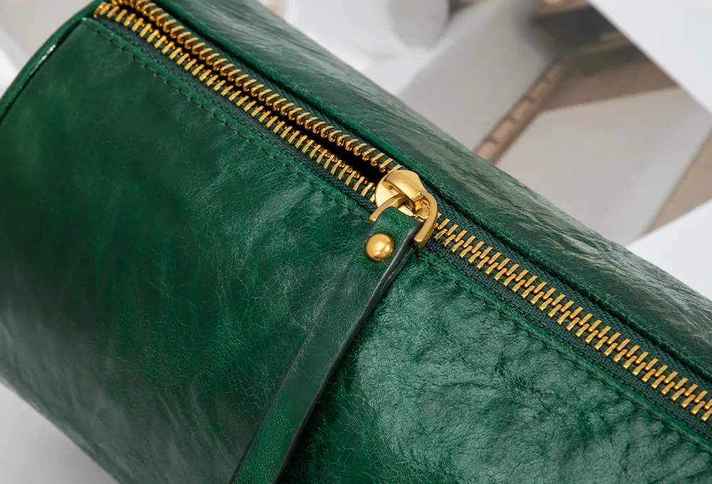 Baliya First Layer Cowhide Handbag Underarm Cylindrical Small Bag Pencil Bag Pillow Bag Messenger Bag