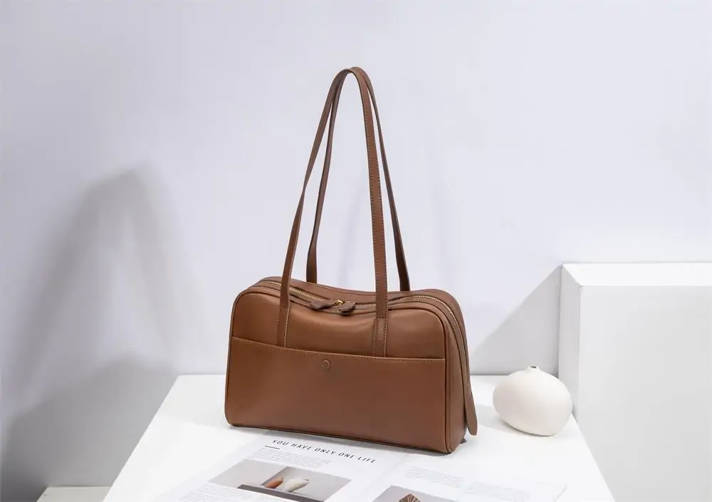 Genuine Leather Clutch Handbag for Women Ladies Rfid Clutch Purse With Wrislet Double-Zippered Crossbody Sling Bag for Women