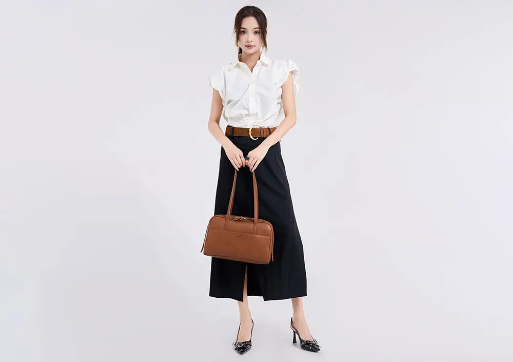 Genuine Leather Clutch Handbag for Women Ladies Rfid Clutch Purse With Wrislet Double-Zippered Crossbody Sling Bag for Women