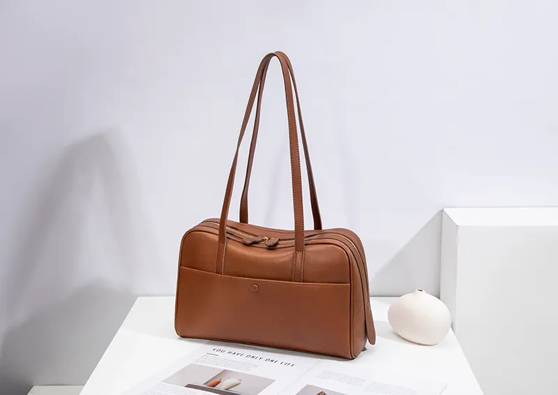 Genuine Leather Clutch Handbag for Women Ladies Rfid Clutch Purse With Wrislet Double-Zippered Crossbody Sling Bag for Women