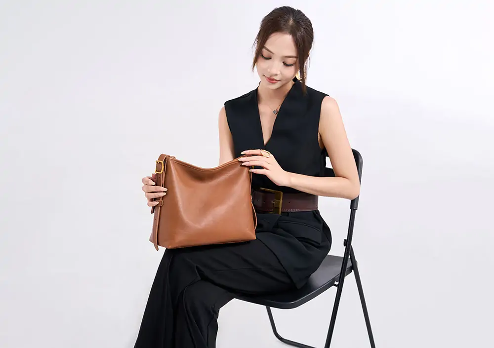 BALIYA Genuine Leather Women Laptop Bag Large Capacity Shoulder Tote Bag Leather Luxury Handbags for Women