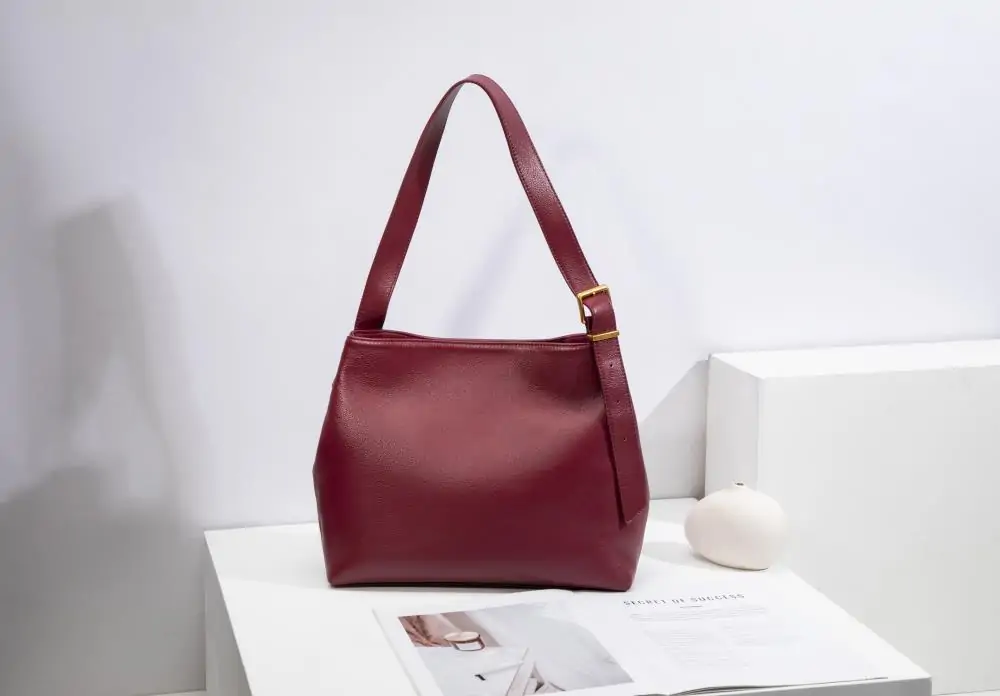 BALIYA Cowhide Leather Casual Bags Women Large Capacity Simple Shoulder Bag