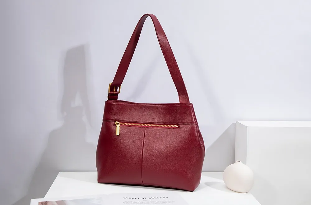 BALIYA Cowhide Leather Casual Bags Women Large Capacity Simple Shoulder Bag