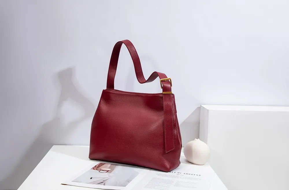 BALIYA Cowhide Leather Casual Bags Women Large Capacity Simple Shoulder Bag