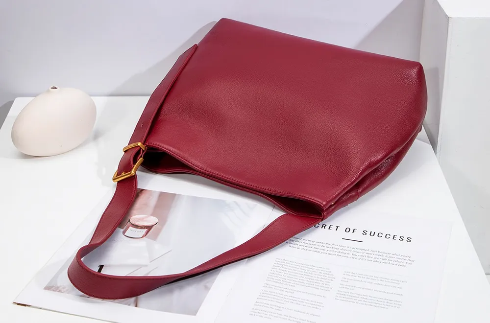 BALIYA Cowhide Leather Casual Bags Women Large Capacity Simple Shoulder Bag