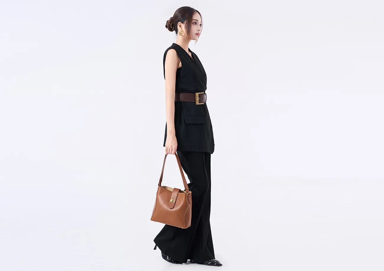 Women's Genuine Leather Tote Bag New Fashion High-End Niche Design Handbag for Autumn