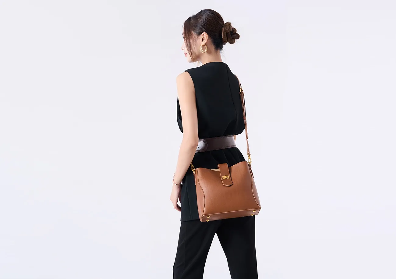 Women's Genuine Leather Tote Bag New Fashion High-End Niche Design Handbag for Autumn