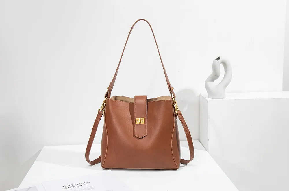 Women's Genuine Leather Tote Bag New Fashion High-End Niche Design Handbag for Autumn