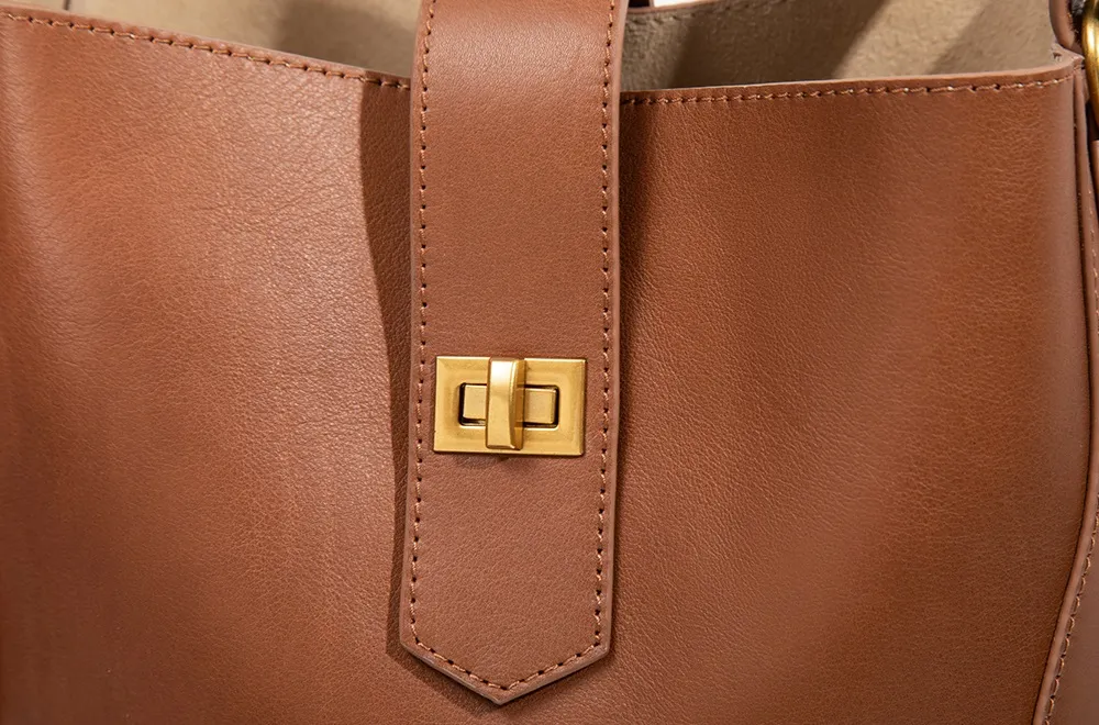 Women's Genuine Leather Tote Bag New Fashion High-End Niche Design Handbag for Autumn