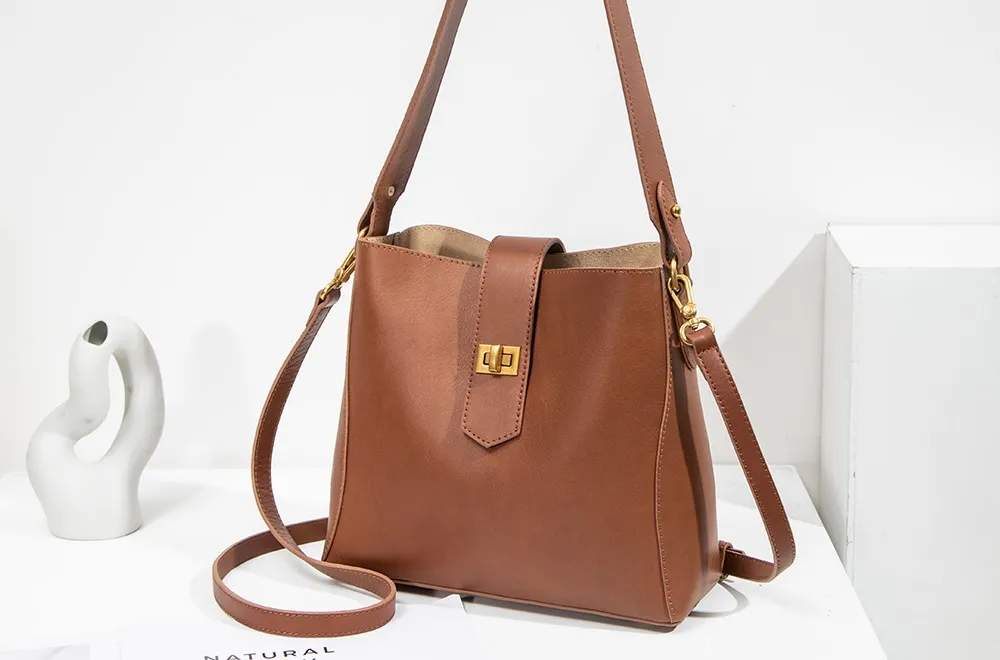 Women's Genuine Leather Tote Bag New Fashion High-End Niche Design Handbag for Autumn