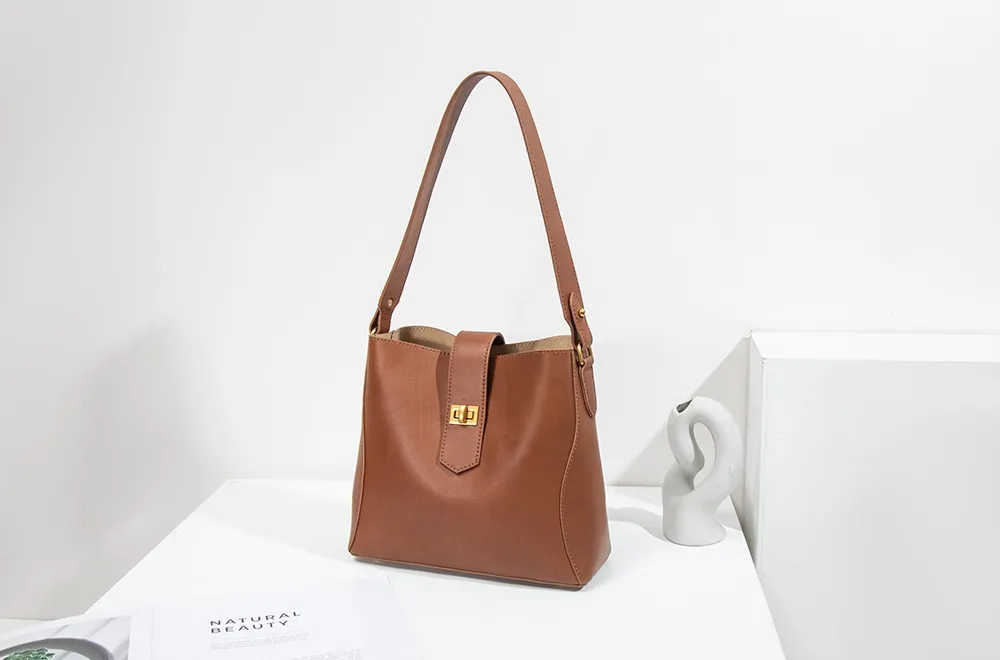 Women's Genuine Leather Tote Bag New Fashion High-End Niche Design Handbag for Autumn