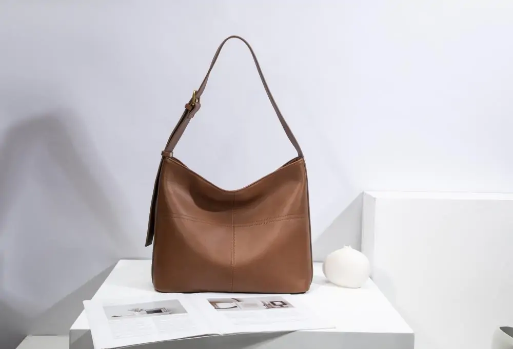 BALIYA Genuine Leather Women Laptop Bag Large Capacity Shoulder Tote Bag Leather Luxury Handbags for Women