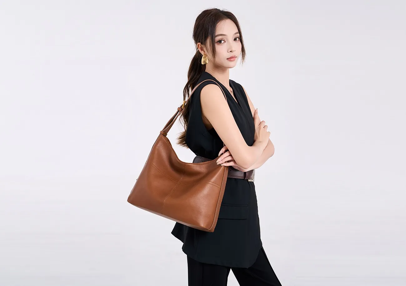 BALIYA Genuine Leather Women Laptop Bag Large Capacity Shoulder Tote Bag Leather Luxury Handbags for Women