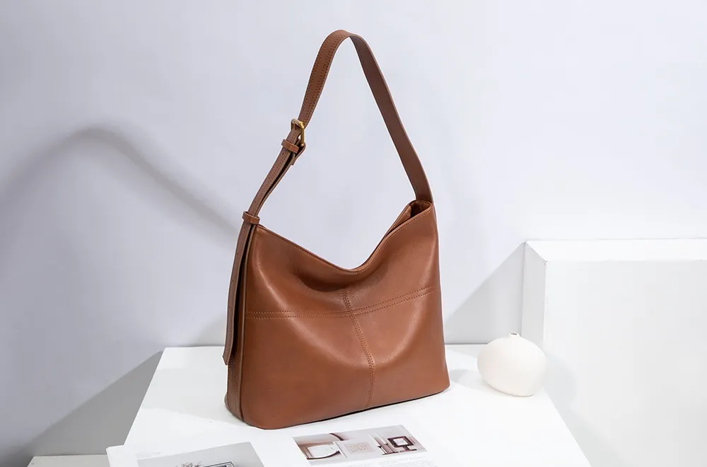 BALIYA Genuine Leather Women Laptop Bag Large Capacity Shoulder Tote Bag Leather Luxury Handbags for Women
