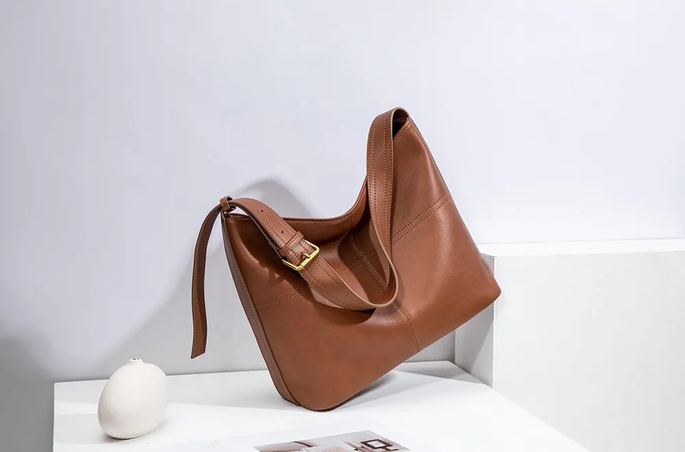 BALIYA Genuine Leather Women Laptop Bag Large Capacity Shoulder Tote Bag Leather Luxury Handbags for Women