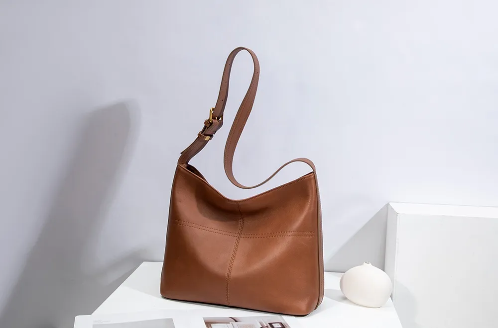 BALIYA Genuine Leather Women Laptop Bag Large Capacity Shoulder Tote Bag Leather Luxury Handbags for Women