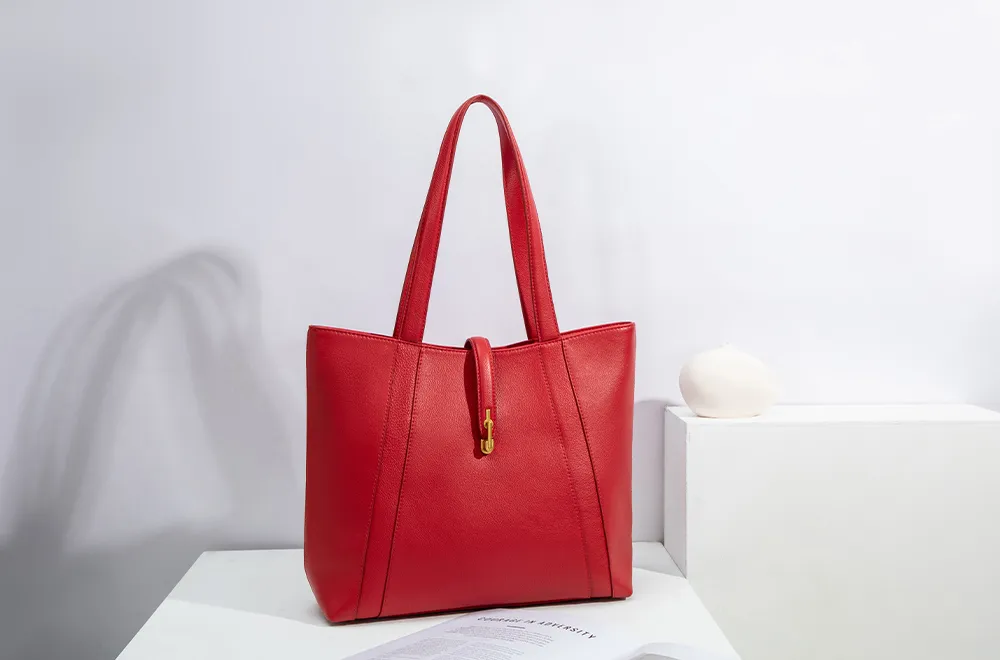 BALIYA H98055 genuine leather tote bag large capacity commuter women's bag simple versatile handbag