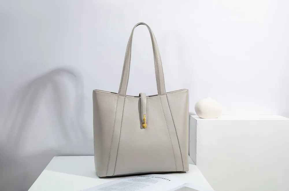 BALIYA H98055 genuine leather tote bag large capacity commuter women's bag simple versatile handbag